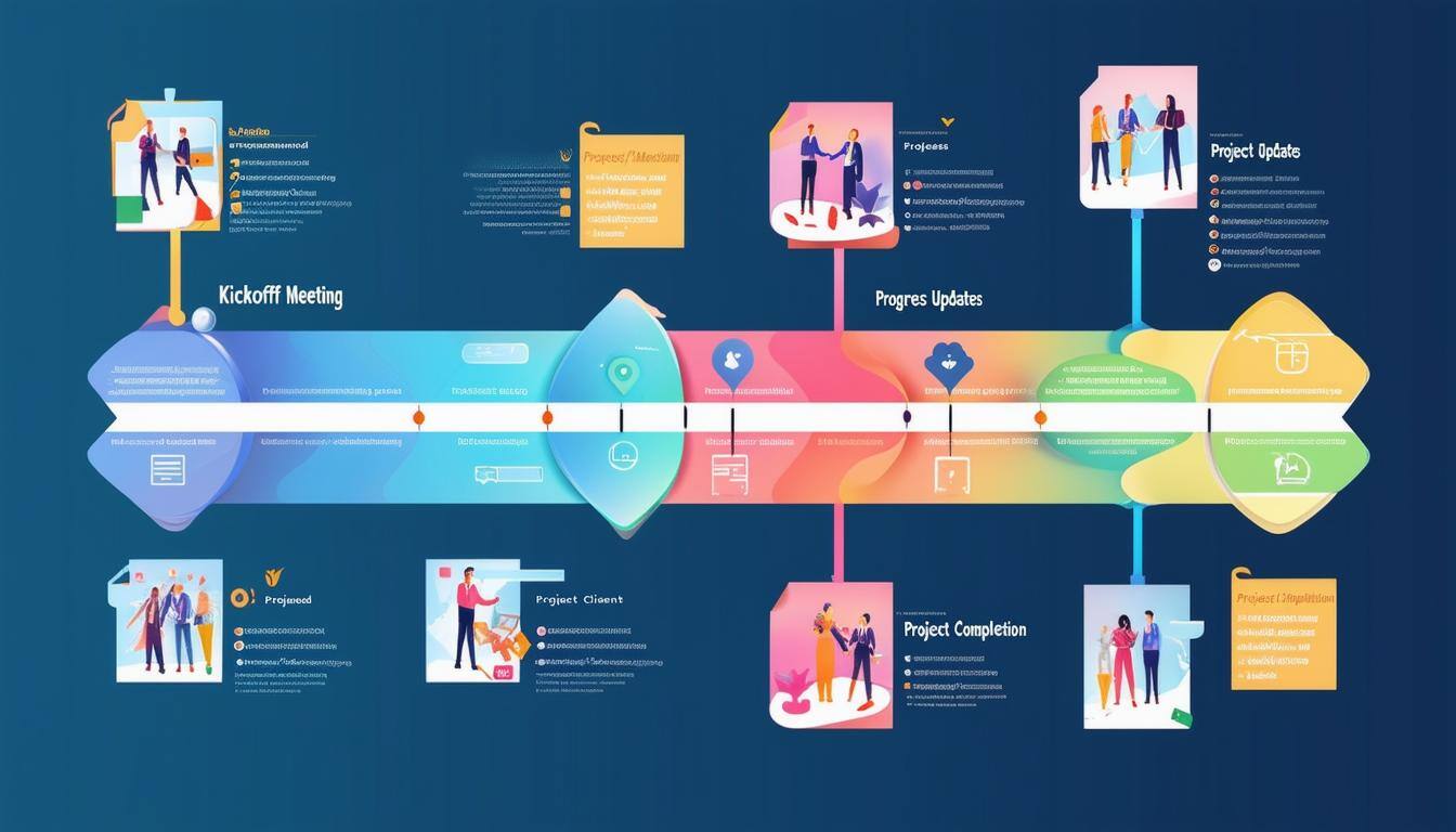 Description A clean and professional project roadmap graphic, with milestones like Kickoff Meeting, Progress Updates, and Project Completion-3