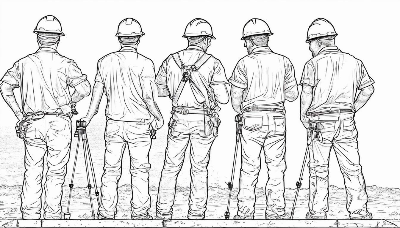 I need an aimge depicting the importance of a team and how it lays the foundation for the success of a land surveying business